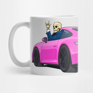car 911 GT3 skull metal hands pink Mug